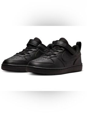 Nike Kids' Black Low-Top Sneakers with Hook-and-Loop Strap